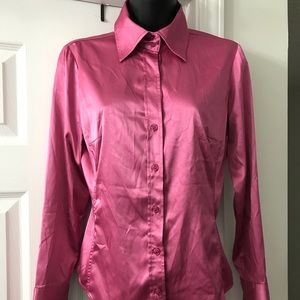 New York & Co Stretch Pink Button-down Blouse